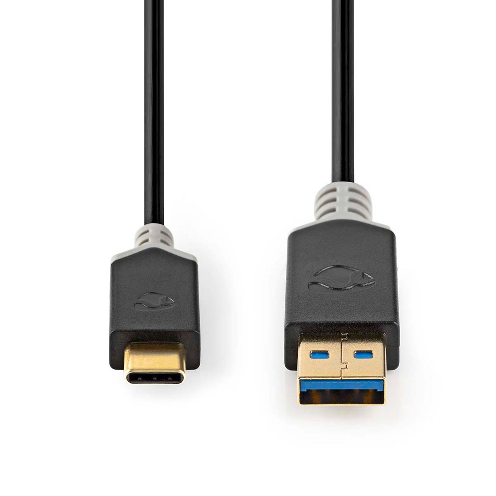 USB kábel | USB 3.2 Gen 1 | USB-A Dugasz | USB-C™ Dugasz | 5 Gbps | Aranyozott | 1.00 m | Kerek | PVC | Antracit | Ablakos Doboz