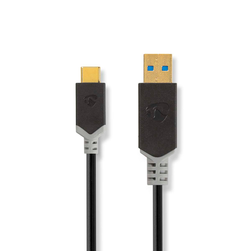 USB kábel | USB 3.2 Gen 1 | USB-A Dugasz | USB-C™ Dugasz | 5 Gbps | Aranyozott | 1.00 m | Kerek | PVC | Antracit | Ablakos Doboz