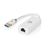 USB-A Adapter | USB 3.2 Gen 1 | USB-A Dugasz | RJ45 Aljzat | 1 Gbps | 0.20 m | Kerek | Aranyozott | PVC | Fehér | Doboz