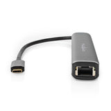 USB Többportos Adapter | USB 3.2 Gen 1 | USB-C™ Dugasz | HDMI™ Kimenet / RJ45 Aljzat / 2x USB-A Aljzat / 2x USB-C™ | 5 Gbps | 0.20 m | Kerek | Aranyozott | PVC | Antracit | Doboz-2