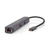 USB Többportos Adapter | USB 3.2 Gen 1 | USB-C™ Dugasz | HDMI™ Kimenet / RJ45 Aljzat / 2x USB-A Aljzat / 2x USB-C™ | 5 Gbps | 0.20 m | Kerek | Aranyozott | PVC | Antracit | Doboz-0