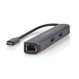 USB Többportos Adapter | USB 3.2 Gen 1 | USB-C™ Dugasz | HDMI™ Kimenet / RJ45 Aljzat / 2x USB-A Aljzat / 2x USB-C™ | 5 Gbps | 0.20 m | Kerek | Aranyozott | PVC | Antracit | Doboz-6