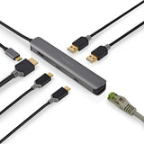 USB Többportos Adapter | USB 3.2 Gen 1 | USB-C™ Dugasz | HDMI™ Kimenet / RJ45 Aljzat / 2x USB-A Aljzat / 2x USB-C™ | 5 Gbps | 0.20 m | Kerek | Aranyozott | PVC | Antracit | Doboz-8