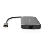USB Többportos Adapter | USB 3.2 Gen 1 | USB-C™ Dugasz | HDMI™ Kimenet / Micro SD / RJ45 Aljzat / SD / USB-C™ Aljzat / 3x USB-A Aljzat | 5 Gbps | 0.20 m | Kerek | Aranyozott | PVC | Antracit | Doboz-2