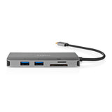 USB Többportos Adapter | USB 3.2 Gen 1 | USB-C™ Dugasz | HDMI™ Kimenet / Micro SD / RJ45 Aljzat / SD / USB-C™ Aljzat / 3x USB-A Aljzat | 5 Gbps | 0.20 m | Kerek | Aranyozott | PVC | Antracit | Doboz-3