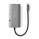 USB Többportos Adapter | USB 3.2 Gen 1 | USB-C™ Dugasz | HDMI™ Kimenet / Micro SD / RJ45 Aljzat / SD / USB-C™ Aljzat / 3x USB-A Aljzat | 5 Gbps | 0.20 m | Kerek | Aranyozott | PVC | Antracit | Doboz-4