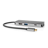 USB Többportos Adapter | USB 3.2 Gen 1 | USB-C™ Dugasz | HDMI™ Kimenet / Micro SD / RJ45 Aljzat / SD / USB-C™ Aljzat / 3x USB-A Aljzat | 5 Gbps | 0.20 m | Kerek | Aranyozott | PVC | Antracit | Doboz-5