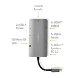 USB Többportos Adapter | USB 3.2 Gen 1 | USB-C™ Dugasz | HDMI™ Kimenet / Micro SD / RJ45 Aljzat / SD / USB-C™ Aljzat / 3x USB-A Aljzat | 5 Gbps | 0.20 m | Kerek | Aranyozott | PVC | Antracit | Doboz-7