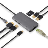 USB Többportos Adapter | USB 3.2 Gen 1 | USB-C™ Dugasz | HDMI™ Kimenet / Micro SD / RJ45 Aljzat / SD / USB-C™ Aljzat / 3x USB-A Aljzat | 5 Gbps | 0.20 m | Kerek | Aranyozott | PVC | Antracit | Doboz-8