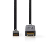 USB-C™ Adapter | USB 3.2 Gen 1 | USB-C™ Dugasz | HDMI™ Csatlakozó | 2.00 m | Kerek | Aranyozott | PVC | Antracit | Doboz
