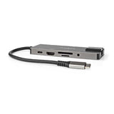 USB Dokkoló Állomás | USB 3.2 Gen 1 | USB-C™ Aljzat | HDMI™ Kimenet / RJ45 Aljzat / SD / 2x USB-C™ / 3.5 mm Aljzat / 3x USB-A Aljzat | 5 Gbps | 0.20 m | Kerek | Aranyozott | PVC | Antracit | Doboz
