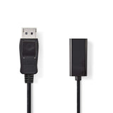 DisplayPort kábel | DisplayPort Dugasz | HDMI™ Kimenet | 4K@30Hz | Nikkelezett | 0.20 m | Kerek | PVC | Fekete | Buborékfólia