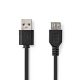 USB kábel | USB 2.0 | USB-A Dugasz | USB-A Aljzat | 480 Mbps | Nikkelezett | 3.00 m | Kerek | PVC | Fekete | Doboz