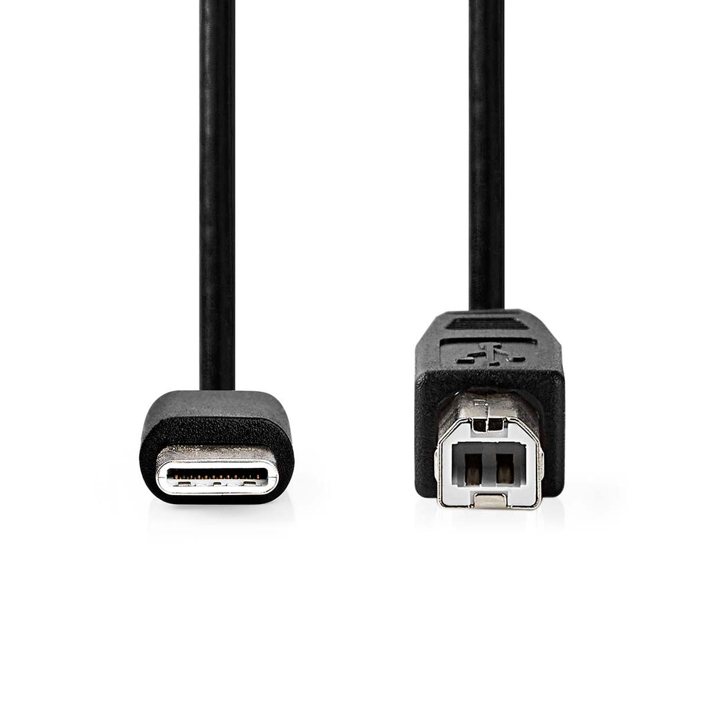 USB kábel | USB 2.0 | USB-C™ Dugasz | USB-B Dugasz | 480 Mbps | Nikkelezett | 2.00 m | Kerek | PVC | Fekete | Doboz
