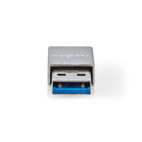 USB-A Adapter | USB 3.2 Gen 1 | USB-A Dugasz | USB-C™ Aljzat | 5 Gbps | Kerek | Nikkelezett | Fekete | Doboz