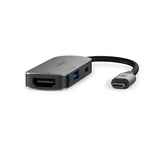 USB Többportos Adapter | USB 3.2 Gen 1 | USB-C™ Dugasz | HDMI™ Kimenet / USB-A Aljzat / USB-C™ Aljzat | 0.10 m | Kerek | Nikkelezett | PVC | Szürke | Doboz-0