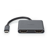USB-C™ Adapter | USB 3.2 Gen 1 | USB-C™ Dugasz | 2x HDMI™ | 4K@30Hz | 0.10 m | Kerek | Nikkelezett | PVC | Fekete | Doboz-0