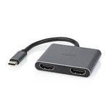 USB-C™ Adapter | USB 3.2 Gen 1 | USB-C™ Dugasz | 2x HDMI™ | 4K@30Hz | 0.10 m | Kerek | Nikkelezett | PVC | Fekete | Doboz-2