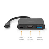 USB Többportos Adapter | USB 3.2 Gen 1 | USB-C™ Dugasz | HDMI™ Kimenet / USB-A Aljzat / USB-C™ Aljzat | 5 Gbps | 0.10 m | Kerek | Nikkelezett | PVC | Fekete | Doboz-4