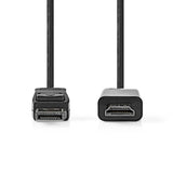 DisplayPort kábel | DisplayPort Dugasz | HDMI™ Csatlakozó | 1080p | Nikkelezett | 1.00 m | Kerek | PVC | Fekete | Label-1