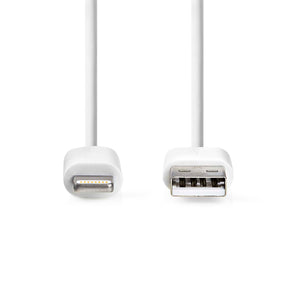 Lightning Kábel | USB 2.0 | Apple Lightning, 8 Pólusú | USB-A Dugasz | 480 Mbps | Nikkelezett | 2.00 m | Kerek | PVC | Fehér | Label-1