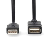 USB kábel | USB 2.0 | USB-A Dugasz | USB-A Aljzat | 480 Mbps | Nikkelezett | 3.00 m | Kerek | PVC | Fekete | Label-1