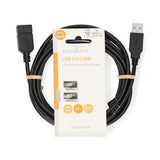 USB kábel | USB 2.0 | USB-A Dugasz | USB-A Aljzat | 480 Mbps | Nikkelezett | 3.00 m | Kerek | PVC | Fekete | Label-2
