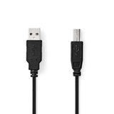 USB kábel | USB 2.0 | USB-A Dugasz | USB-B Dugasz | 10 W | 480 Mbps | Nikkelezett | 2.00 m | Kerek | PVC | Fekete | Label-0