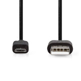 USB kábel | USB 2.0 | USB-A Dugasz | USB Micro-B Dugasz | 10 W | 480 Mbps | Nikkelezett | 1.00 m | Kerek | PVC | Fekete | Label-1