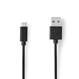 USB kábel | USB 2.0 | USB-A Dugasz | USB Micro-B Dugasz | 10 W | 480 Mbps | Nikkelezett | 1.00 m | Kerek | PVC | Fekete | Label-0