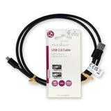 USB kábel | USB 2.0 | USB-A Dugasz | USB Micro-B Dugasz | 10 W | 480 Mbps | Nikkelezett | 1.00 m | Kerek | PVC | Fekete | Label-2