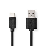 USB kábel | USB 2.0 | USB-A Dugasz | USB-C™ Dugasz | 15 W | 480 Mbps | Nikkelezett | 3.00 m | Kerek | PVC | Fekete | Label-0