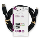 USB kábel | USB 2.0 | USB-A Dugasz | USB-C™ Dugasz | 15 W | 480 Mbps | Nikkelezett | 3.00 m | Kerek | PVC | Fekete | Label-2