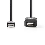 Aktív USB-kábel | USB 2.0 | USB-A Dugasz | USB-A Aljzat | 480 Mbps | 20.0 m | Kerek | Nikkelezett | PVC | Réz | Label-1