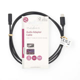 USB-C™ Adapter | USB 2.0 | USB-C™ Dugasz | 3.5 mm Aljzat | 1.00 m | Kerek | Nikkelezett | PVC | Fekete | Label-2