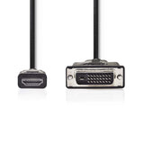 HDMI™ kábel | HDMI™ Csatlakozó | DVI-D 24+1-Érintkezős Dugasz | 1080p | Nikkelezett | 2.00 m | Egyenes | PVC | Fekete | Műanyag Zacskó