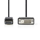 DisplayPort kábel | DisplayPort Dugasz | DVI-D 24+1-Érintkezős Dugasz | 1080p | Nikkelezett | 1.00 m | Kerek | PVC | Fekete | Műanyag Zacskó