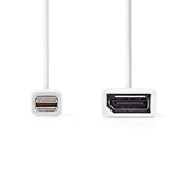 Mini DisplayPort kábel | DisplayPort 1.2 | Mini DisplayPort Dugasz | DisplayPort Aljzat | 21.6 Gbps | Nikkelezett | 0.20 m | Kerek | PVC | Fehér | Műanyag Zacskó