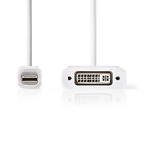 Mini DisplayPort kábel | DisplayPort 1.2 | Mini DisplayPort Dugasz | DVI-I 24+5-Pólusú Aljzat | 21.6 Gbps | Nikkelezett | 0.20 m | Kerek | PVC | Fehér | Műanyag Zacskó