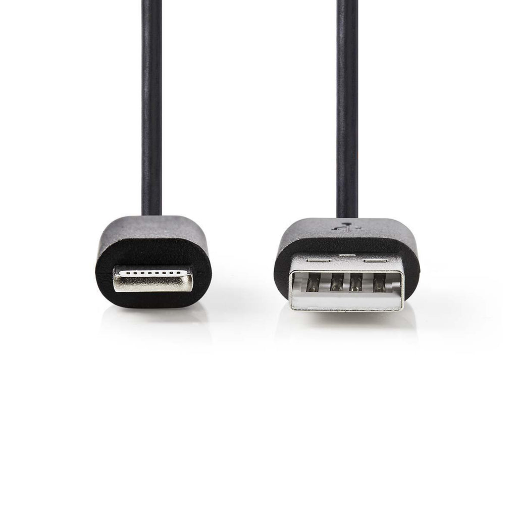 USB kábel | Apple Lightning | Apple Lightning, 8 Pólusú | USB-A Dugasz | Nikkelezett | 1.00 m | Kerek | PVC | Fekete | Műanyag Zacskó
