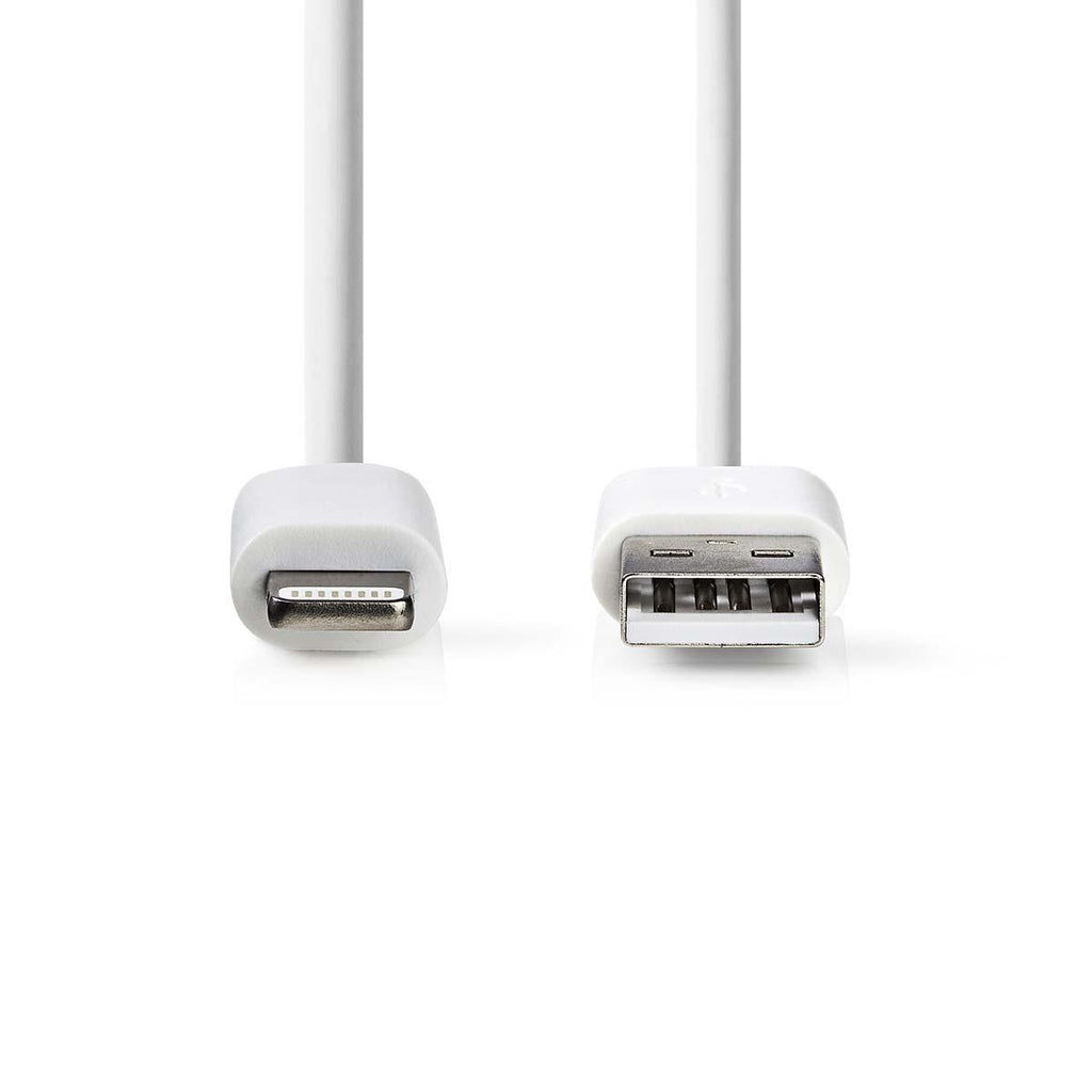 USB kábel | USB 2.0 | Apple Lightning, 8 Pólusú | USB-A Dugasz | 480 Mbps | 12 W | Nikkelezett | 3.00 m | Kerek | PVC | Fehér | Műanyag Zacskó
