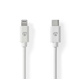 Lightning Kábel | USB 2.0 | Apple Lightning, 8 Pólusú | USB-C™ Dugasz | 480 Mbps | Nikkelezett | 2.00 m | Kerek | PVC | Fehér | Boríték