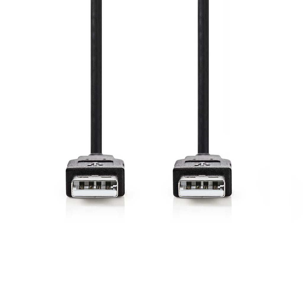 USB kábel | USB 2.0 | USB-A Dugasz | USB-A Dugasz | 480 Mbps | Nikkelezett | 1.00 m | Kerek | PVC | Fekete | Műanyag Zacskó