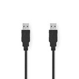 USB kábel | USB 2.0 | USB-A Dugasz | USB-A Dugasz | 480 Mbps | Nikkelezett | 2.00 m | Kerek | PVC | Fekete | Műanyag Zacskó