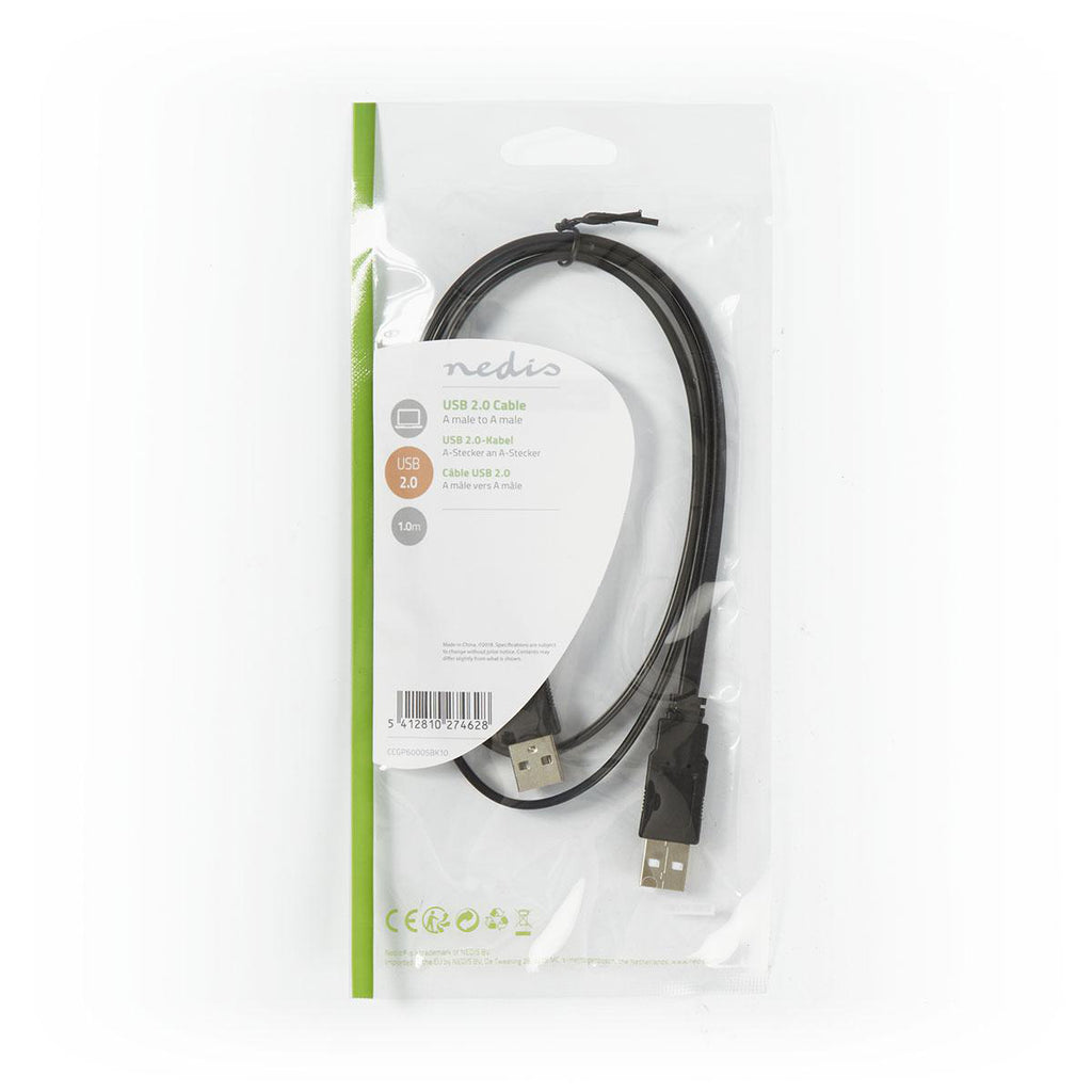 USB 2.0 Laposkábel | A Dugasz - A Dugasz | 1,0 m | Fekete