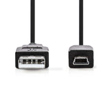 USB kábel | USB | USB-A Dugasz | USB Mini-B 5 Érintkezős Dugasz | Nikkelezett | 3.00 m | Kerek | PVC | Fekete | Műanyag Zacskó