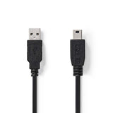 USB kábel | USB | USB-A Dugasz | USB Mini-B 5 Érintkezős Dugasz | Nikkelezett | 3.00 m | Kerek | PVC | Fekete | Műanyag Zacskó