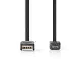 USB kábel | USB 2.0 | USB-A Dugasz | USB Micro-B Dugasz | 480 Mbps | Nikkelezett | 1.00 m | Lapos | PVC | Fekete | Műanyag Zacskó-1