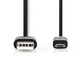 USB kábel | USB | USB-A Dugasz | USB Micro-B Dugasz | Nikkelezett | 1.00 m | Kerek | PVC | Fekete | Műanyag Zacskó