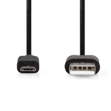 USB kábel | USB 2.0 | USB-A Dugasz | USB Micro-B Dugasz | 480 Mbps | Nikkelezett | 2.00 m | Kerek | PVC | Fekete | Boríték